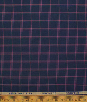 Siyaram's  Bamboo Checks Shirting Fabric (Dark Navy Blue)