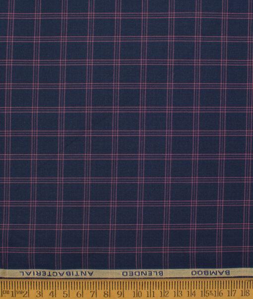 Siyaram's  Bamboo Checks Shirting Fabric (Dark Navy Blue)