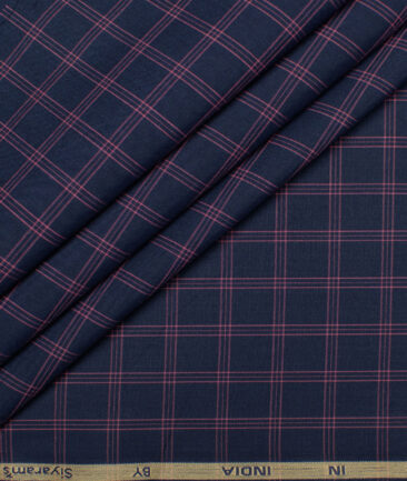 Siyaram's  Bamboo Checks Shirting Fabric (Dark Navy Blue)