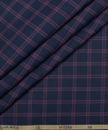 Siyaram's  Bamboo Checks Shirting Fabric (Dark Navy Blue)