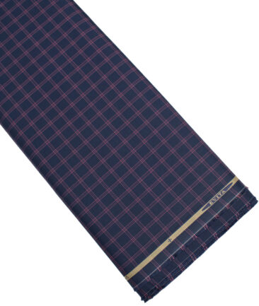 Siyaram's  Bamboo Checks Shirting Fabric (Dark Navy Blue)