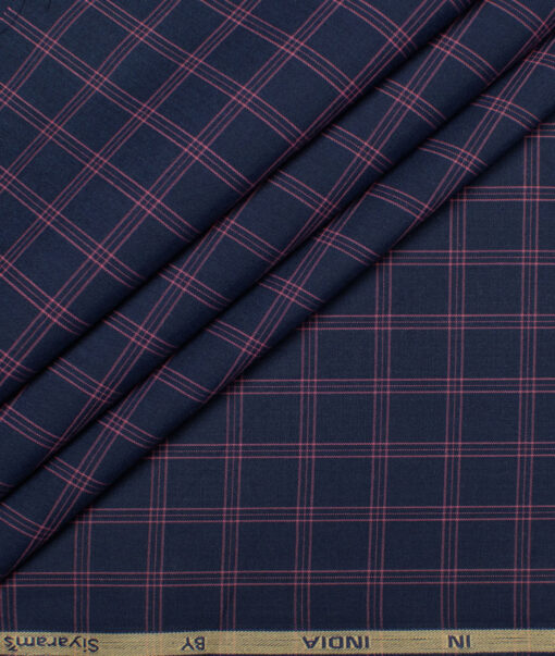 Siyaram's  Bamboo Checks Shirting Fabric (Dark Navy Blue)