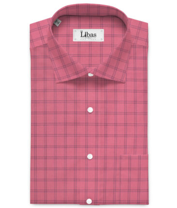 Siyaram's  Bamboo Checks Shirting Fabric (Thulian Pink)