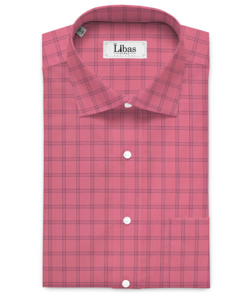 Siyaram's  Bamboo Checks Shirting Fabric (Thulian Pink)