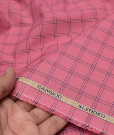 Siyaram's  Bamboo Checks Shirting Fabric (Thulian Pink)