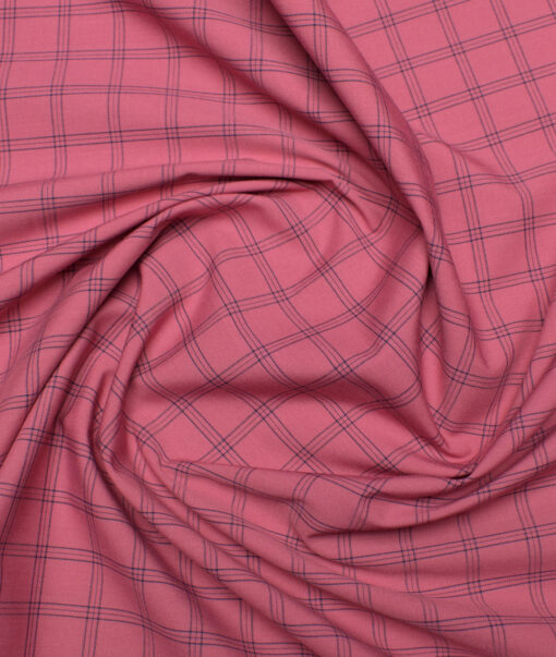 Siyaram's  Bamboo Checks Shirting Fabric (Thulian Pink)