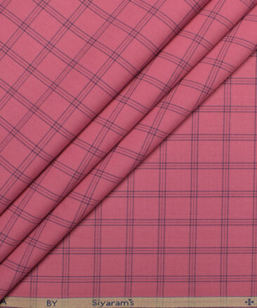 Siyaram's  Bamboo Checks Shirting Fabric (Thulian Pink)