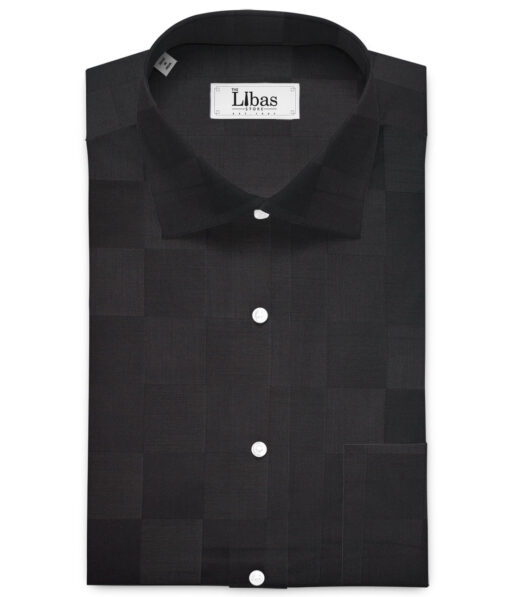 Siyaram's  Bamboo Checks Shirting Fabric (Black)