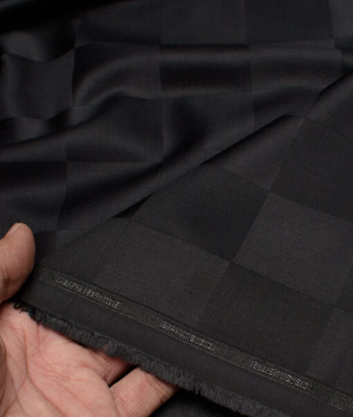 Siyaram's  Bamboo Checks Shirting Fabric (Black)