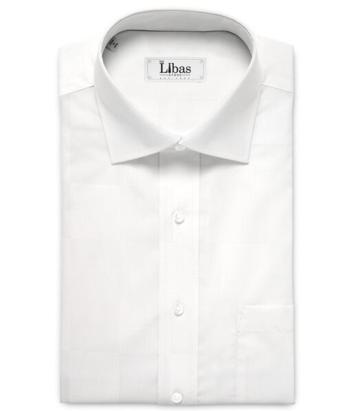 Siyaram's  Bamboo Checks Shirting Fabric (White)