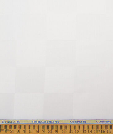 Siyaram's  Bamboo Checks Shirting Fabric (White)