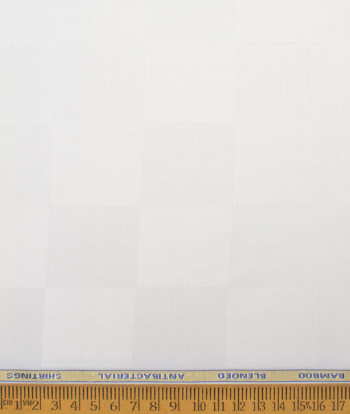 Siyaram's  Bamboo Checks Shirting Fabric (White)