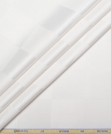Siyaram's  Bamboo Checks Shirting Fabric (White)