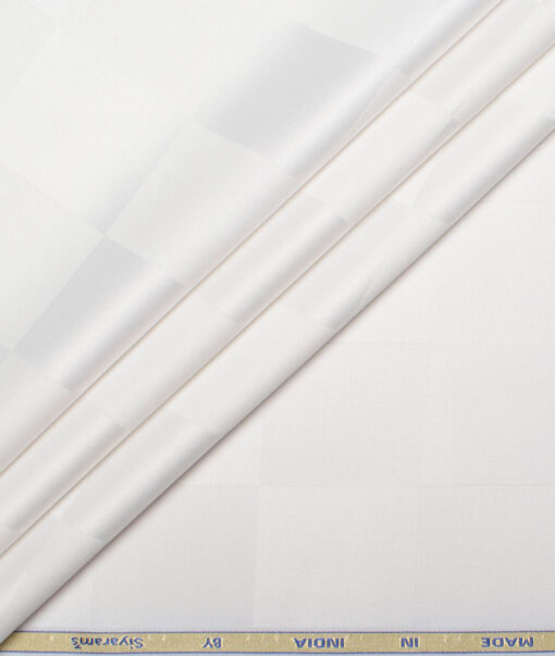 Siyaram's  Bamboo Checks Shirting Fabric (White)