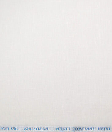 Burgoyne 150 LEA Irish Linen Solids Shirt or Kurta Pajama Fabric (White)