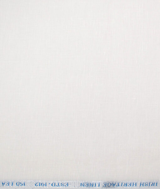 Burgoyne 150 LEA Irish Linen Solids Shirt or Kurta Pajama Fabric (White)