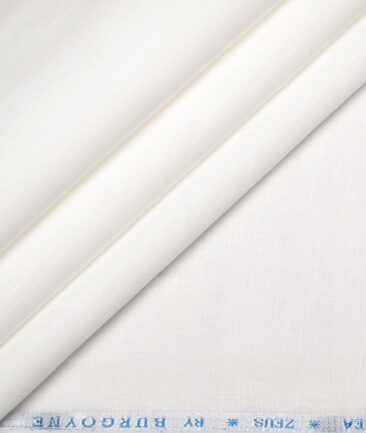 Burgoyne 150 LEA Irish Linen Solids Shirt or Kurta Pajama Fabric (White)