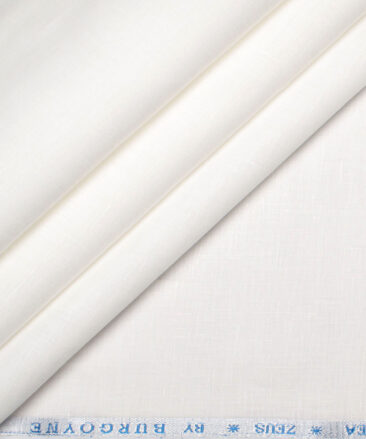 Burgoyne 150 LEA Irish Linen Solids Shirt or Kurta Pajama Fabric (White)