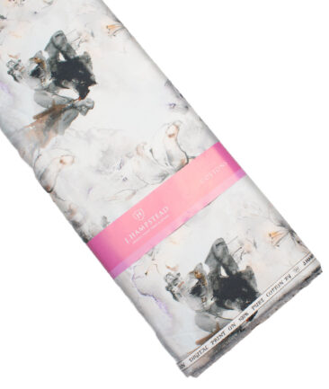 J.Hampstead  Cotton Printed Shirt or Kurta Fabric (Light Grey)