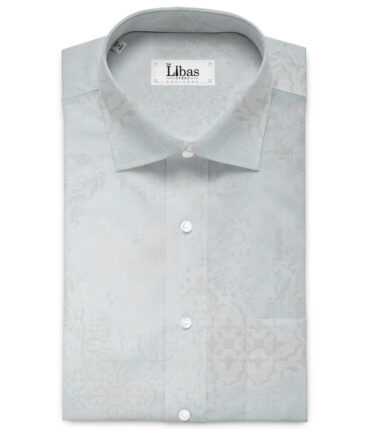 J.Hampstead  Giza Cotton Self Design Shirt or Kurta Fabric (Arctic Blue)