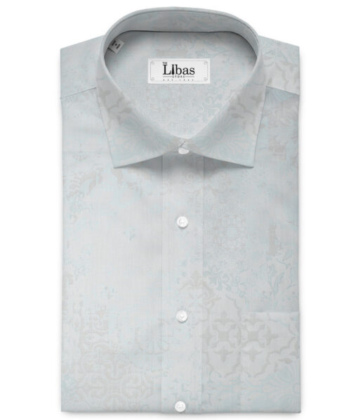 J.Hampstead  Giza Cotton Self Design Shirt or Kurta Fabric (Arctic Blue)