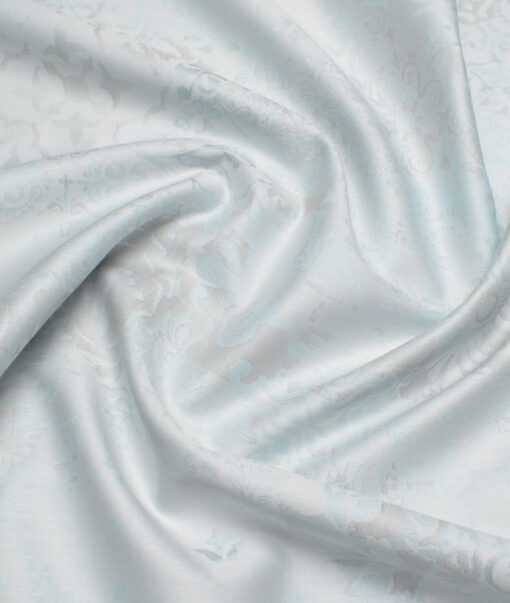 J.Hampstead  Giza Cotton Self Design Shirt or Kurta Fabric (Arctic Blue)