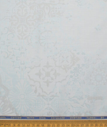 J.Hampstead  Giza Cotton Self Design Shirt or Kurta Fabric (Arctic Blue)