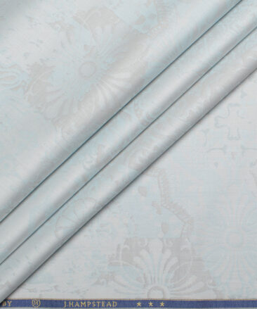 J.Hampstead  Giza Cotton Self Design Shirt or Kurta Fabric (Arctic Blue)