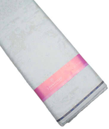 J.Hampstead  Giza Cotton Self Design Shirt or Kurta Fabric (Arctic Blue)