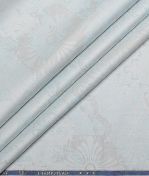 J.Hampstead  Giza Cotton Self Design Shirt or Kurta Fabric (Arctic Blue)