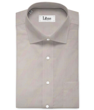 J.Hampstead  Giza Cotton Self Design Shirt or Kurta Fabric (Light Grey & Beige)