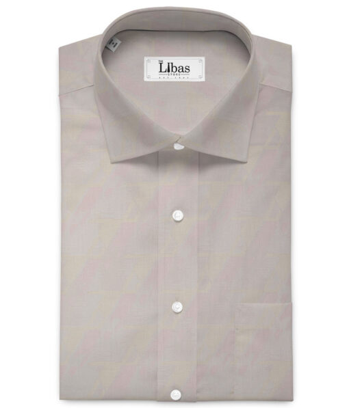 J.Hampstead  Giza Cotton Self Design Shirt or Kurta Fabric (Light Grey & Beige)