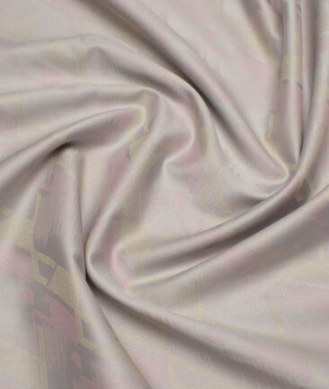 J.Hampstead  Giza Cotton Self Design Shirt or Kurta Fabric (Light Grey & Beige)