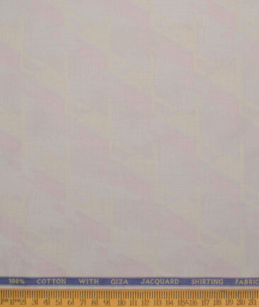 J.Hampstead  Giza Cotton Self Design Shirt or Kurta Fabric (Light Grey & Beige)