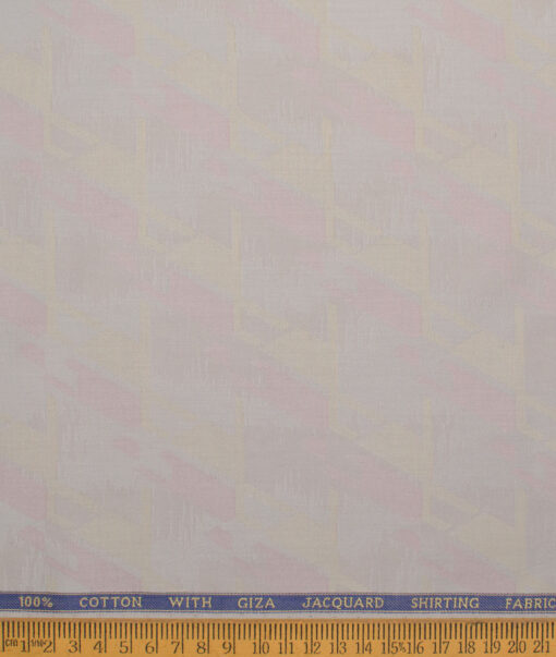 J.Hampstead  Giza Cotton Self Design Shirt or Kurta Fabric (Light Grey & Beige)