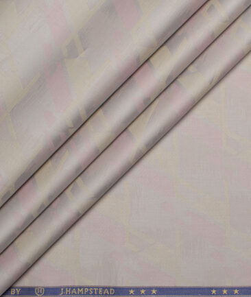 J.Hampstead  Giza Cotton Self Design Shirt or Kurta Fabric (Light Grey & Beige)