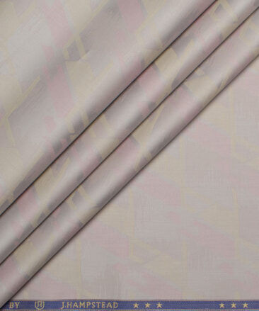 J.Hampstead  Giza Cotton Self Design Shirt or Kurta Fabric (Light Grey & Beige)