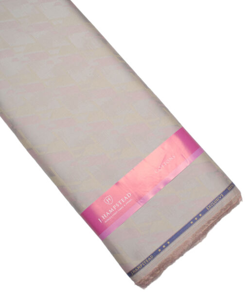 J.Hampstead  Giza Cotton Self Design Shirt or Kurta Fabric (Light Grey & Beige)