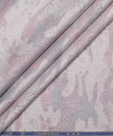 J.Hampstead  Giza Cotton Self Design Shirt or Kurta Fabric (Silver & Purple)