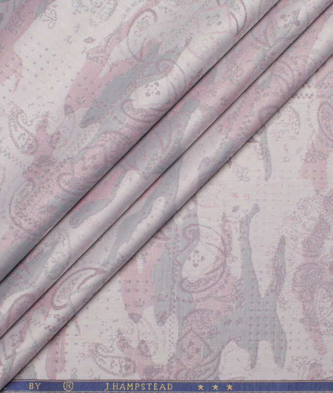 J.Hampstead  Giza Cotton Self Design Shirt or Kurta Fabric (Silver & Purple)
