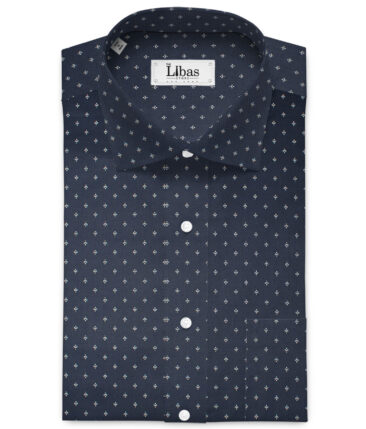 J.Hampstead  Cotton Printed Shirt or Kurta Fabric (Navy Blue)