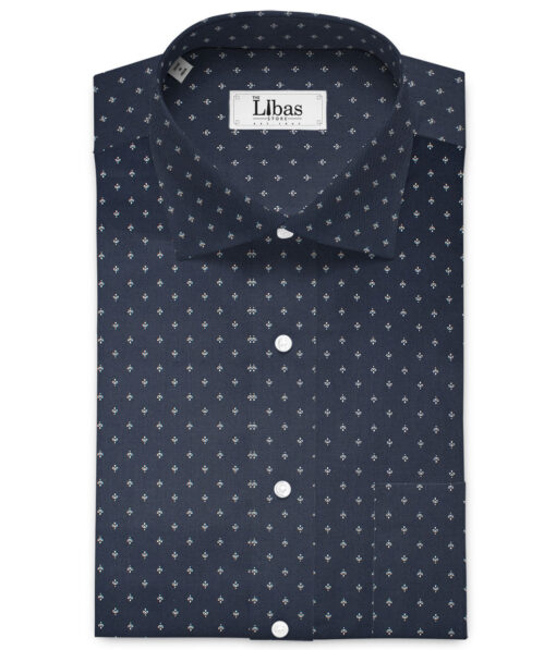 J.Hampstead  Cotton Printed Shirt or Kurta Fabric (Navy Blue)