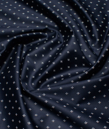 J.Hampstead  Cotton Printed Shirt or Kurta Fabric (Navy Blue)