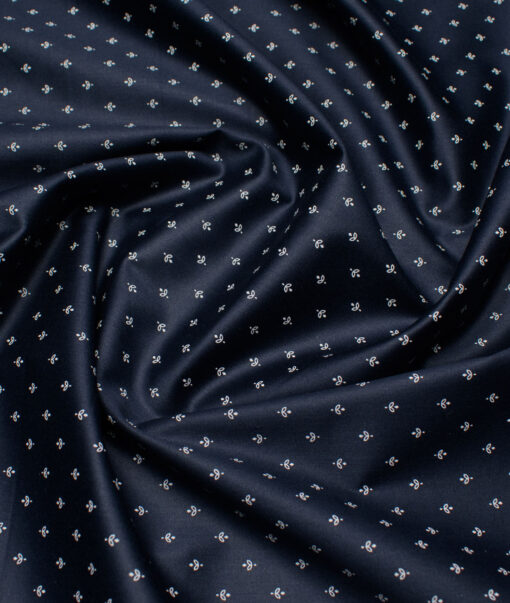 J.Hampstead  Cotton Printed Shirt or Kurta Fabric (Navy Blue)