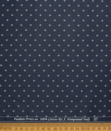 J.Hampstead  Cotton Printed Shirt or Kurta Fabric (Navy Blue)