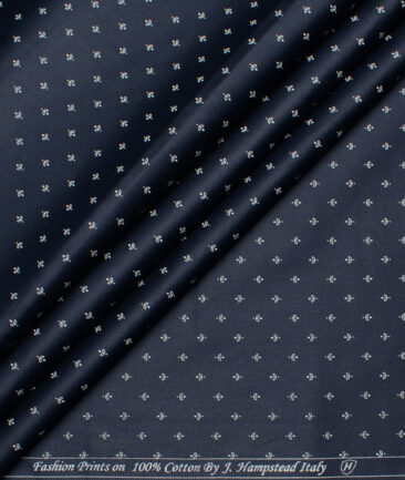 J.Hampstead  Cotton Printed Shirt or Kurta Fabric (Navy Blue)