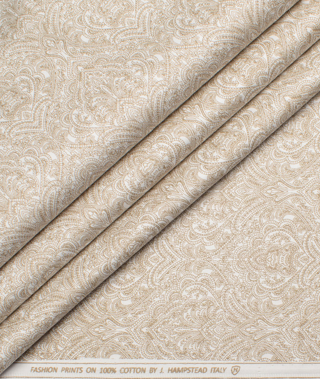 J.Hampstead Cotton Printed Shirt or Kurta Fabric (White & Golden Brown) J.Hampstead Cotton Printed Shirt or Kurta Fabric (White & Golden Brown)