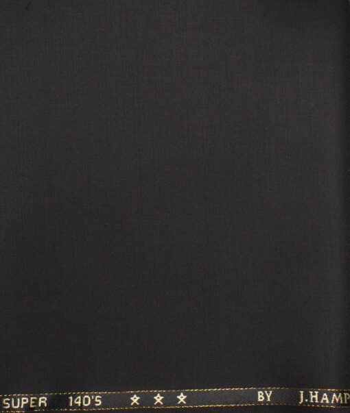 J.Hampstead  60% Merino Wool Super 140's Solids  Unstitched  Trouser Fabric (Black)