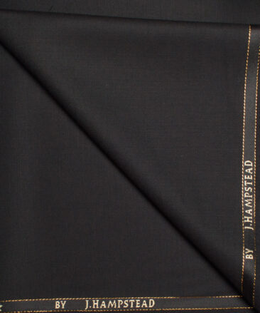 J.Hampstead  60% Merino Wool Super 140's Solids  Unstitched  Trouser Fabric (Black)