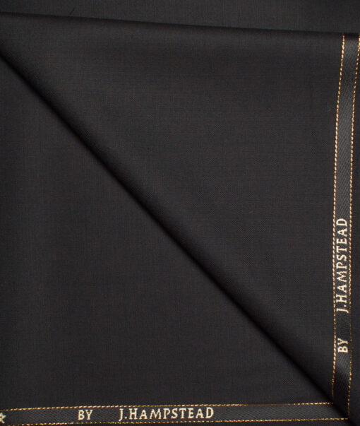 J.Hampstead  60% Merino Wool Super 140's Solids  Unstitched  Trouser Fabric (Black)